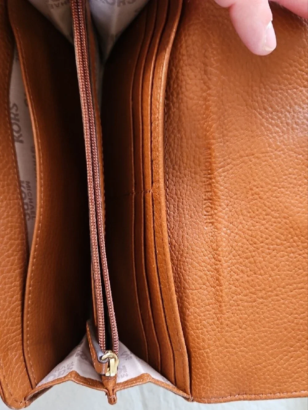 Michael Kors Cognac Leather Wallet with Gold Logo